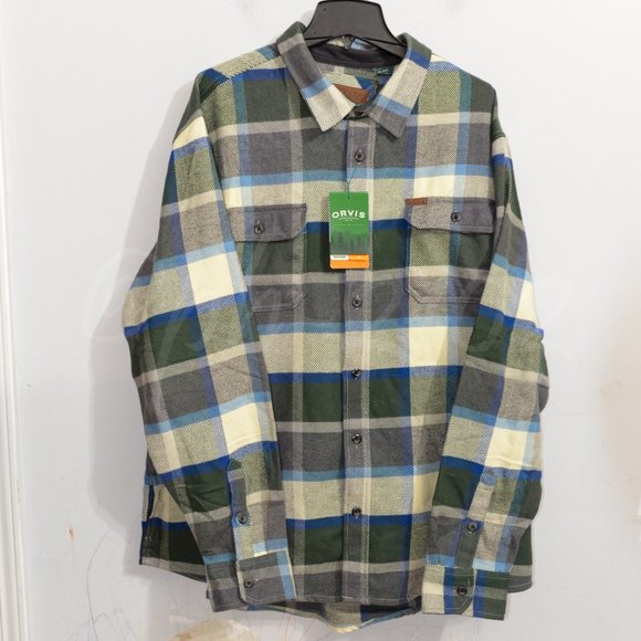 NWT GREEN Orvis men heavy weight flannel shirt - Picture 2 of 6